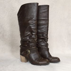 Diba, Dark Brown, Chunky Heel Boots